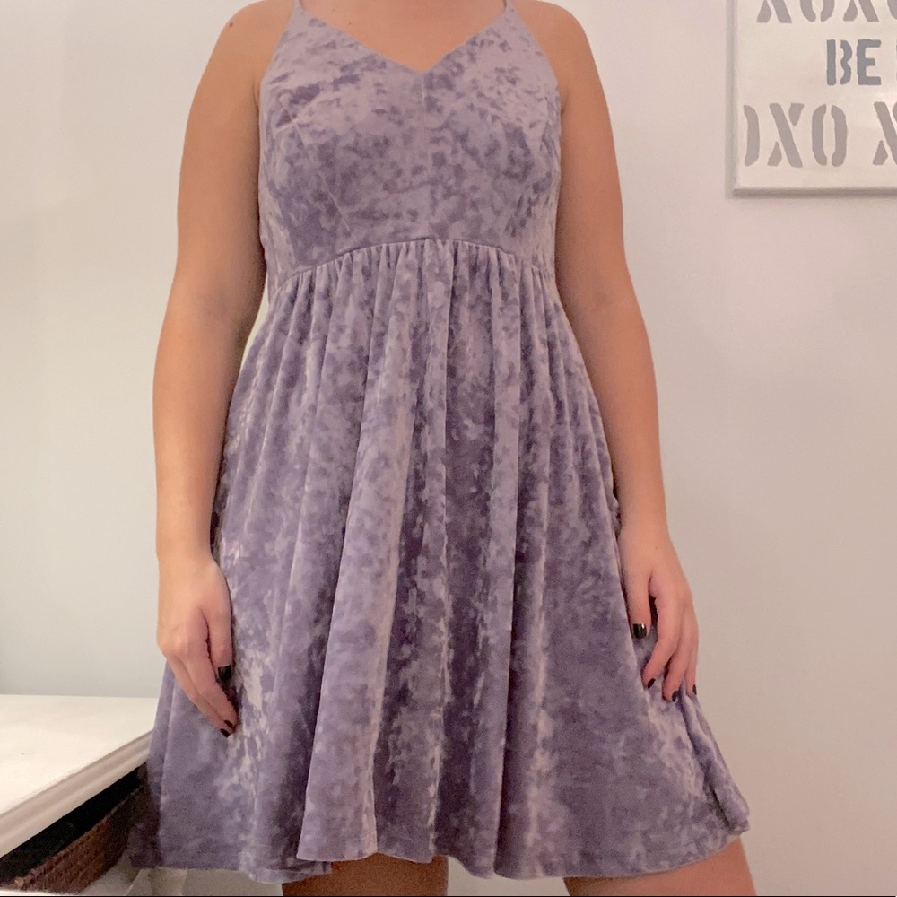 Crushed velvet light purple dress with pretty back detail
